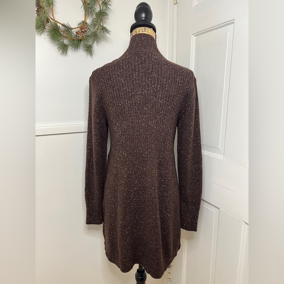 Eileen Fisher Brown Speckled Knit Wool Angora Silk Blend Duster Cardigan Sweater - Picture 5 of 10